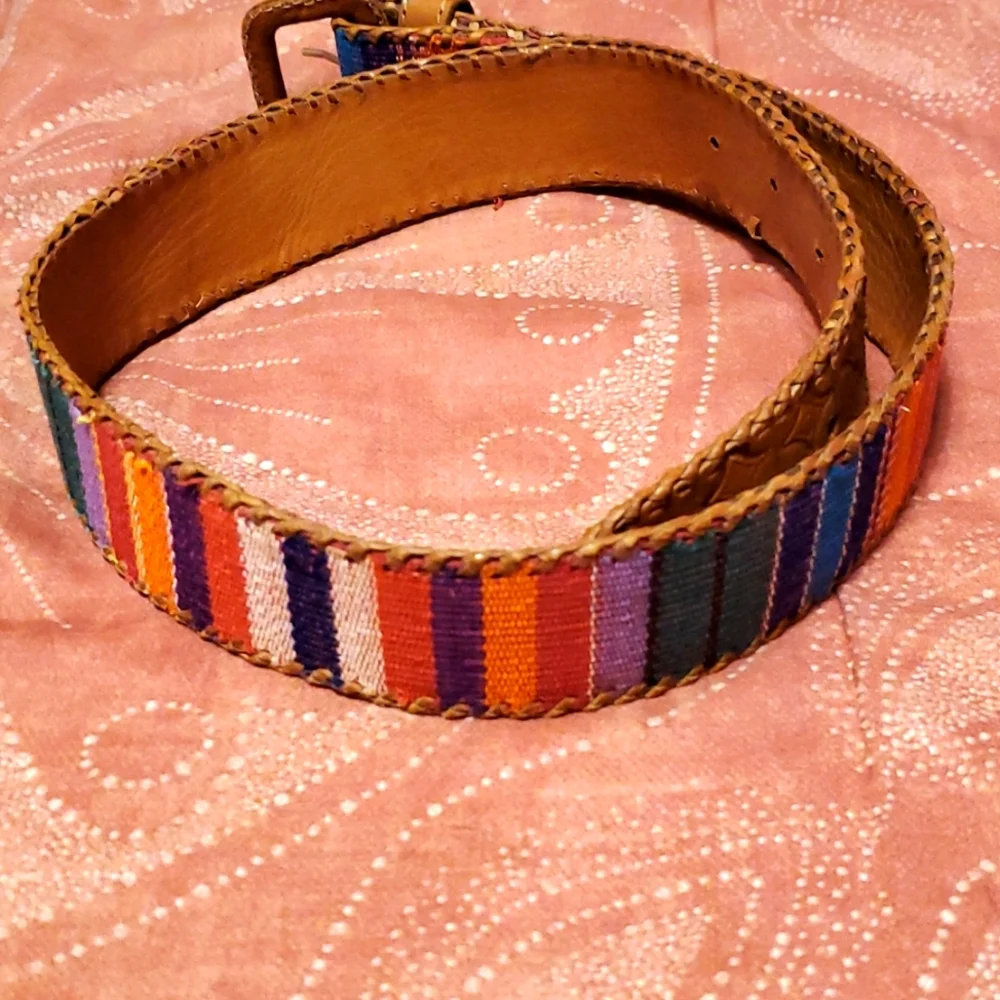 Vintage 70s/80s Girl's Guatemalan Made Woven Leather Belt